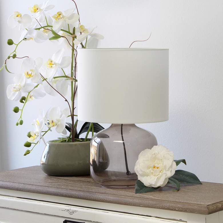 Image 1 Simple Designs 13" High Smoke Glass White Accent Table Lamp