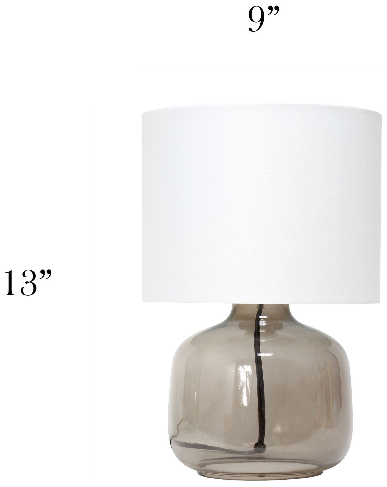 Simple Designs 13" High Smoke Glass White Accent Table Lamp