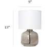 Simple Designs 13" High Smoke Glass White Accent Table Lamp