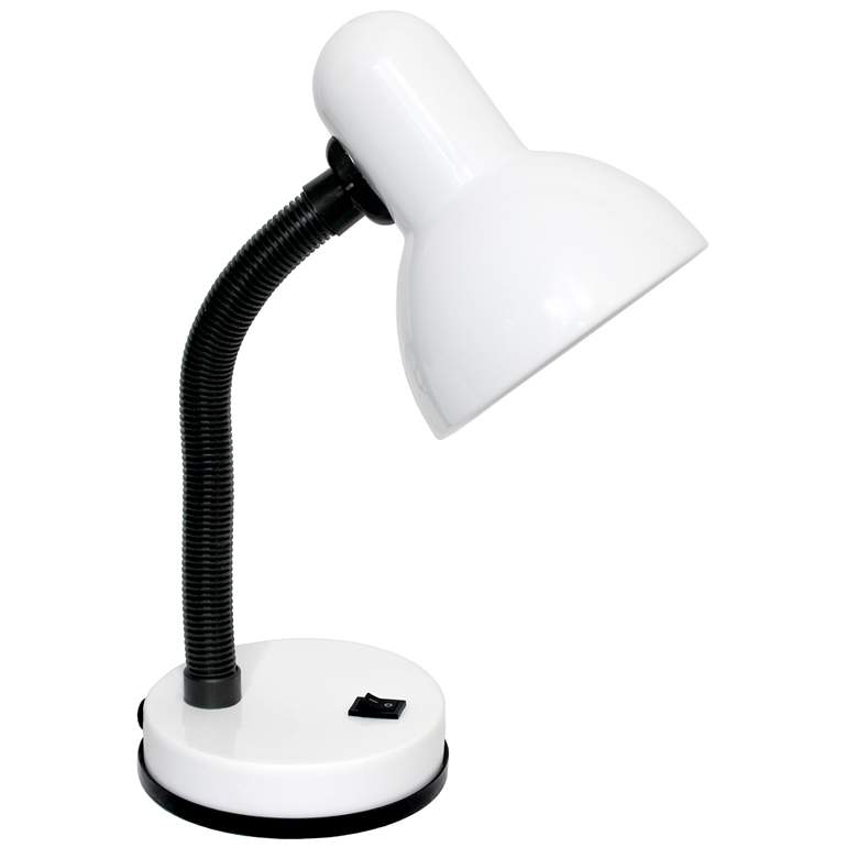 Image 1 Simple Designs 14.25" Basic Metal Flexible Desk Lamp, White, With LED