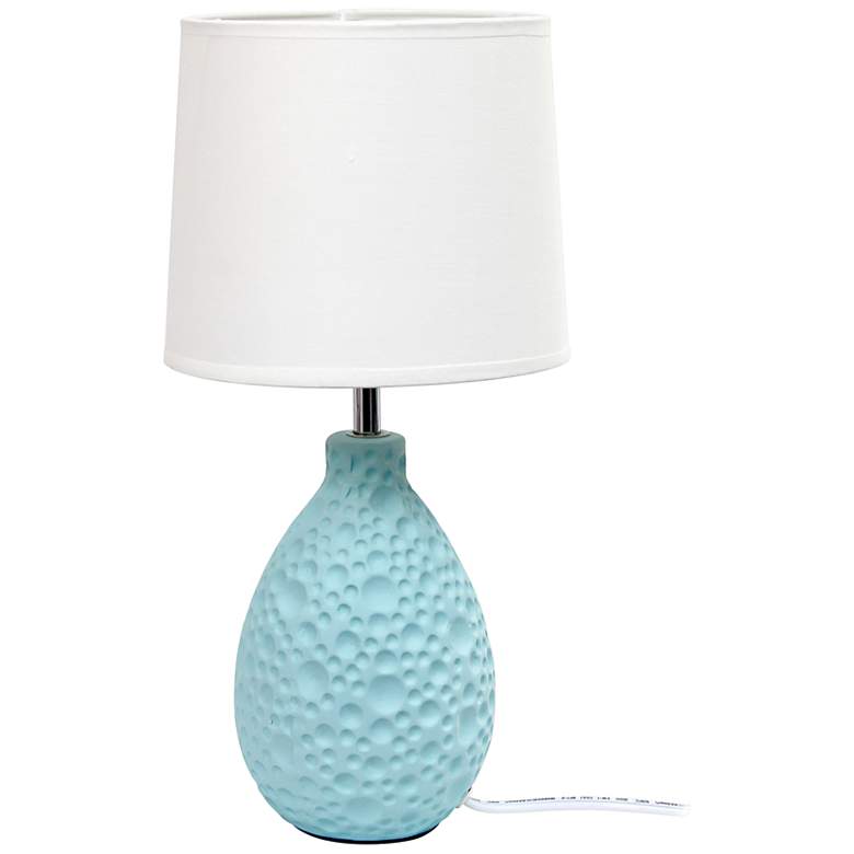 Image 1 Simple Designs 14 1/4 inch High Blue Stucco Ceramic Oval Accent Table Lamp