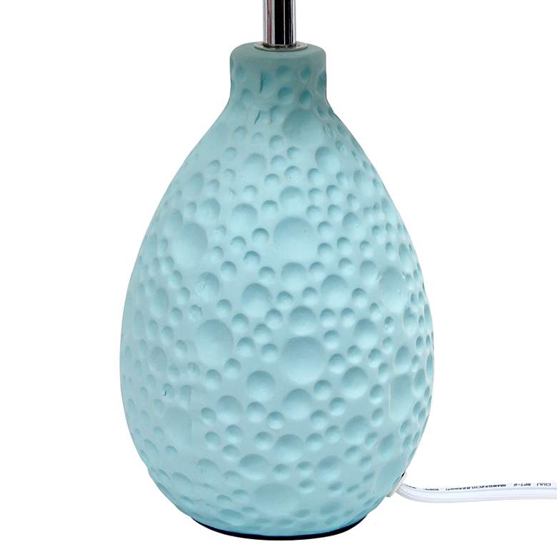Image 3 Simple Designs 14 1/4 inch High Blue Stucco Ceramic Oval Accent Table Lamp more views