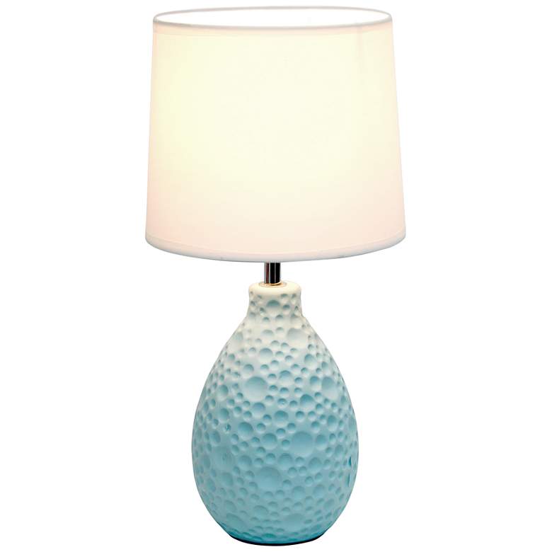 Image 4 Simple Designs 14 1/4 inch High Blue Stucco Ceramic Oval Accent Table Lamp more views