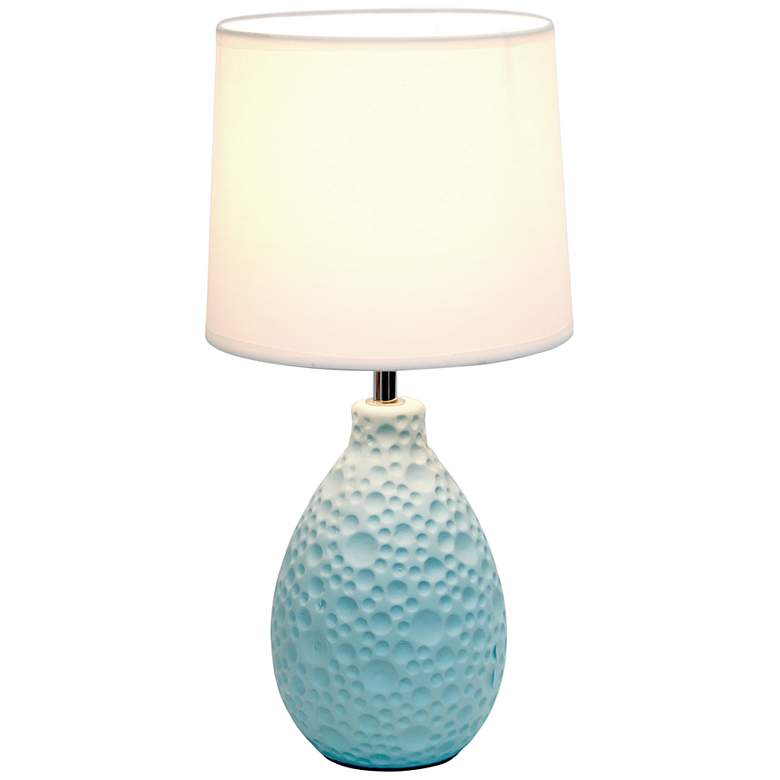 Image 5 Simple Designs 14 1/4" High Blue Stucco Ceramic Oval Accent Table Lamp more views