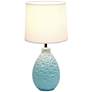 Simple Designs 14 1/4" High Blue Stucco Ceramic Oval Accent Table Lamp