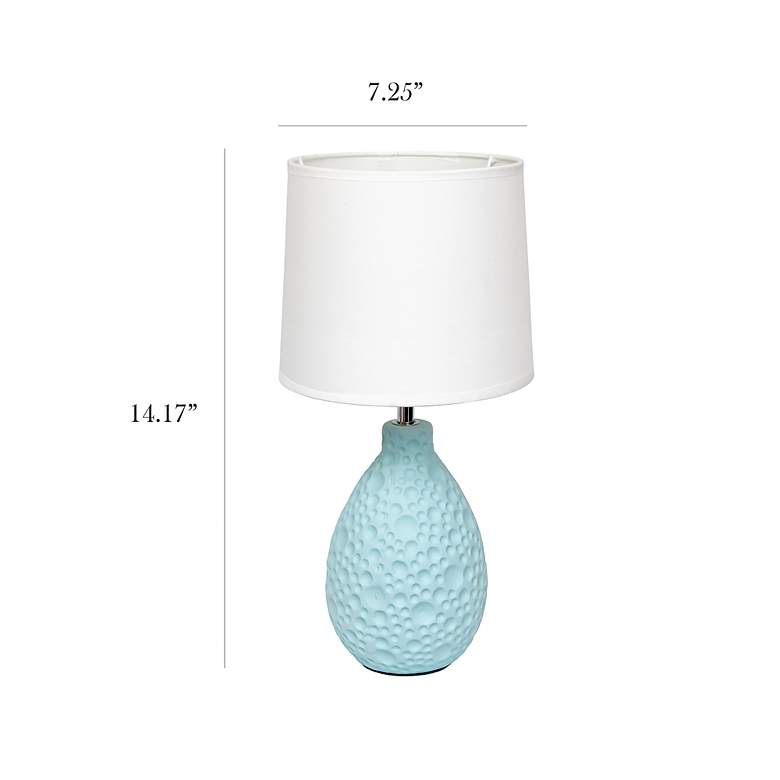 Image 7 Simple Designs 14 1/4" High Blue Stucco Ceramic Oval Accent Table Lamp more views