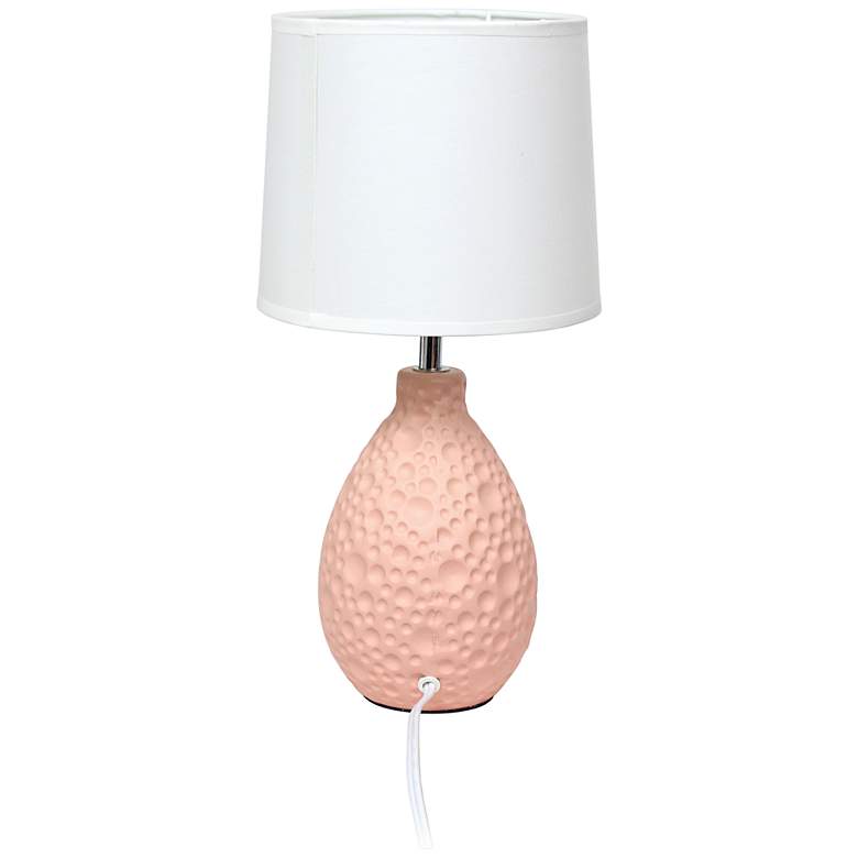 Image 1 Simple Designs 14 1/4 inch High Pink Stucco Ceramic Oval Accent Table Lamp