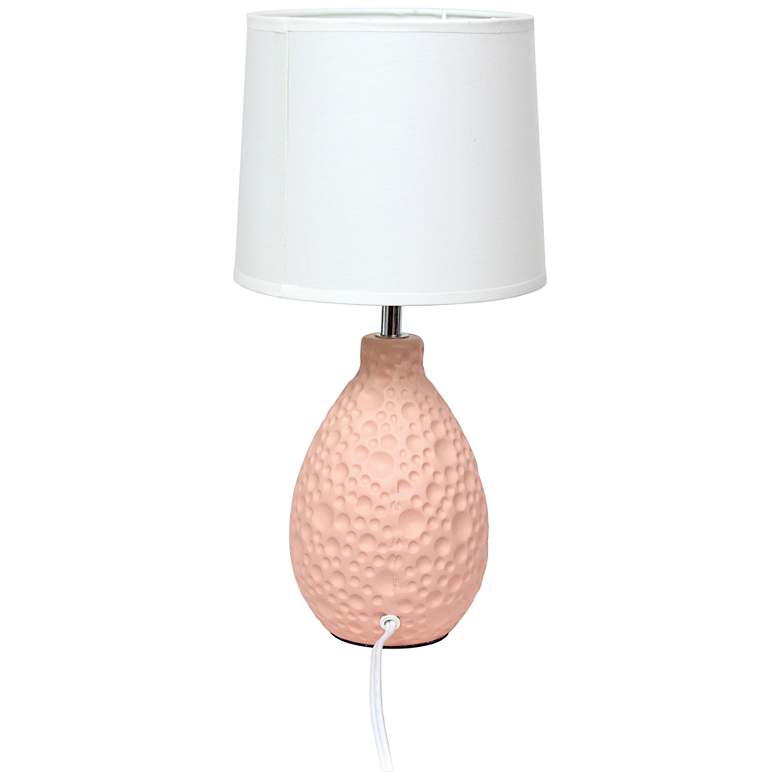 Image 1 Simple Designs 14 1/4" High Pink Stucco Ceramic Oval Accent Table Lamp