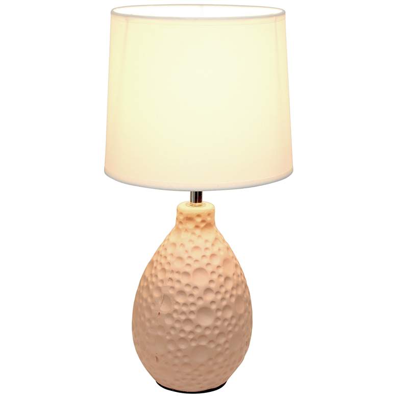 Image 4 Simple Designs 14 1/4 inch High Pink Stucco Ceramic Oval Accent Table Lamp more views