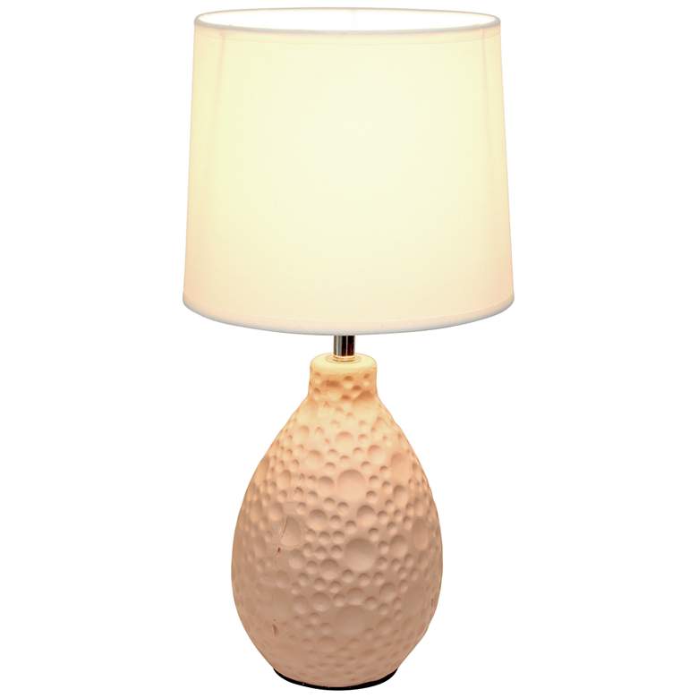 Image 4 Simple Designs 14 1/4" High Pink Stucco Ceramic Oval Accent Table Lamp more views