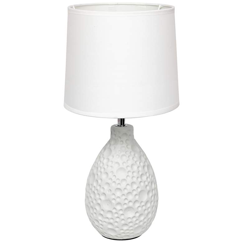 Image 2 Simple Designs 14 1/4" White Stucco Ceramic Oval Accent Table Lamp