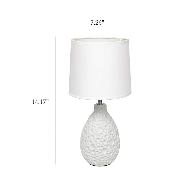 Image 6 Simple Designs 14 1/4" White Stucco Ceramic Oval Accent Table Lamp more views