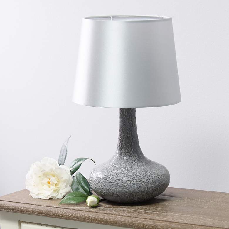 Image 1 Simple Designs 14 1/4 inchH Gray Mosaic Genie Accent Table Lamp