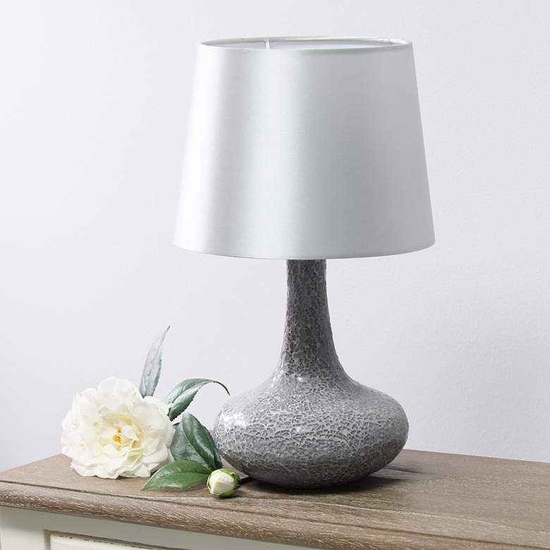 Image 1 Simple Designs 14 1/4"H Gray Mosaic Genie Accent Table Lamp