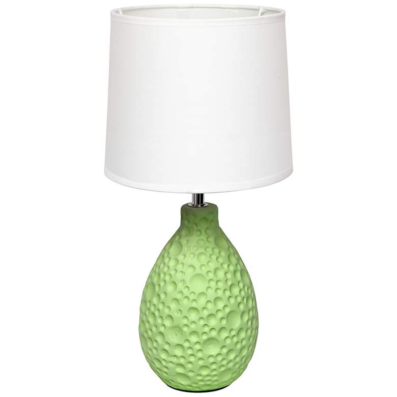 Image 2 Simple Designs 14 1/4"H Green Stucco Ceramic Oval Accent Table Lamp
