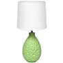 Simple Designs 14 1/4"H Green Stucco Ceramic Oval Accent Table Lamp