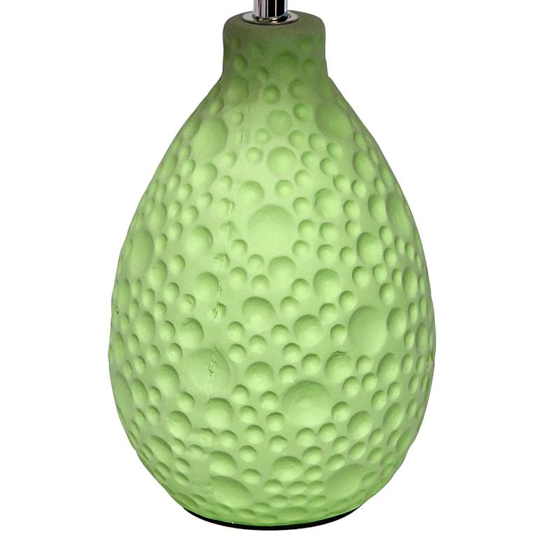 Image 4 Simple Designs 14 1/4"H Green Stucco Ceramic Oval Accent Table Lamp more views