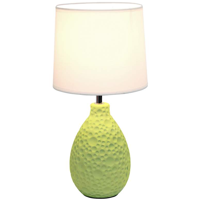 Image 5 Simple Designs 14 1/4"H Green Stucco Ceramic Oval Accent Table Lamp more views