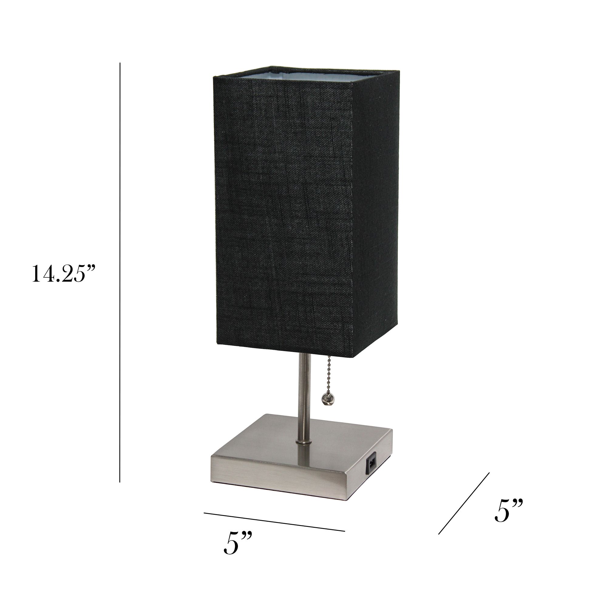 Simple Designs 14 1/4"H Petite Stick Nickel USB Lamps Set of 2