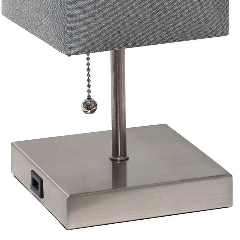 Image 4 Simple Designs 14 1/4"H Petite Stick Nickel USB Lamps Set of 2 more views