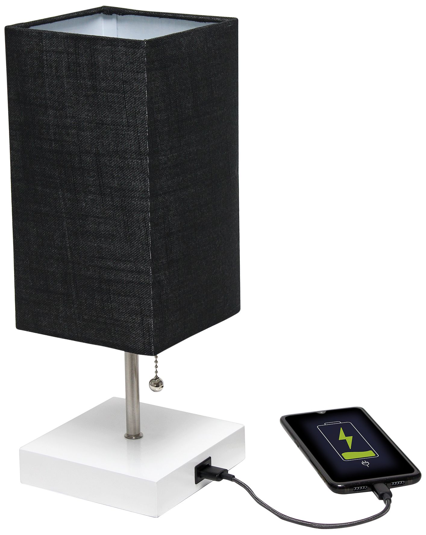 Simple Designs 14 1/4"H Stick White and Black USB Lamps Set of 2