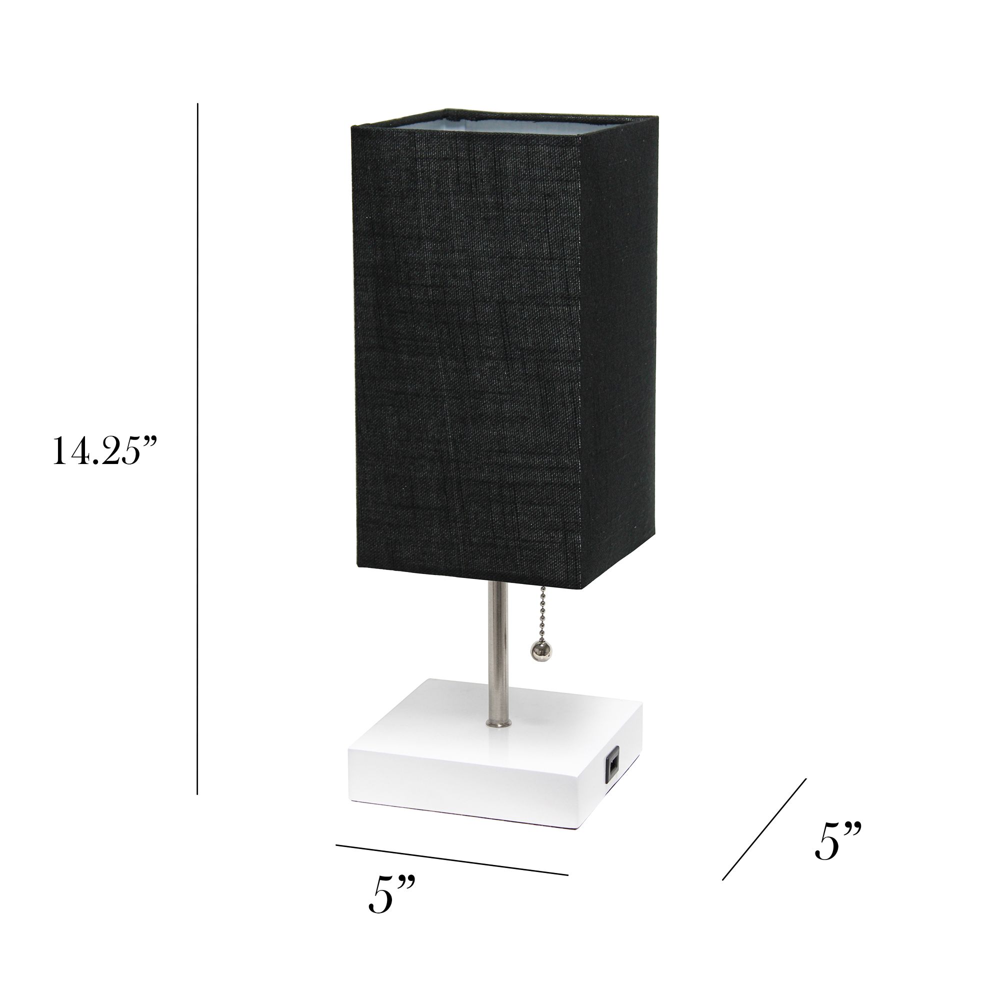 Simple Designs 14 1/4"H Stick White and Black USB Lamps Set of 2