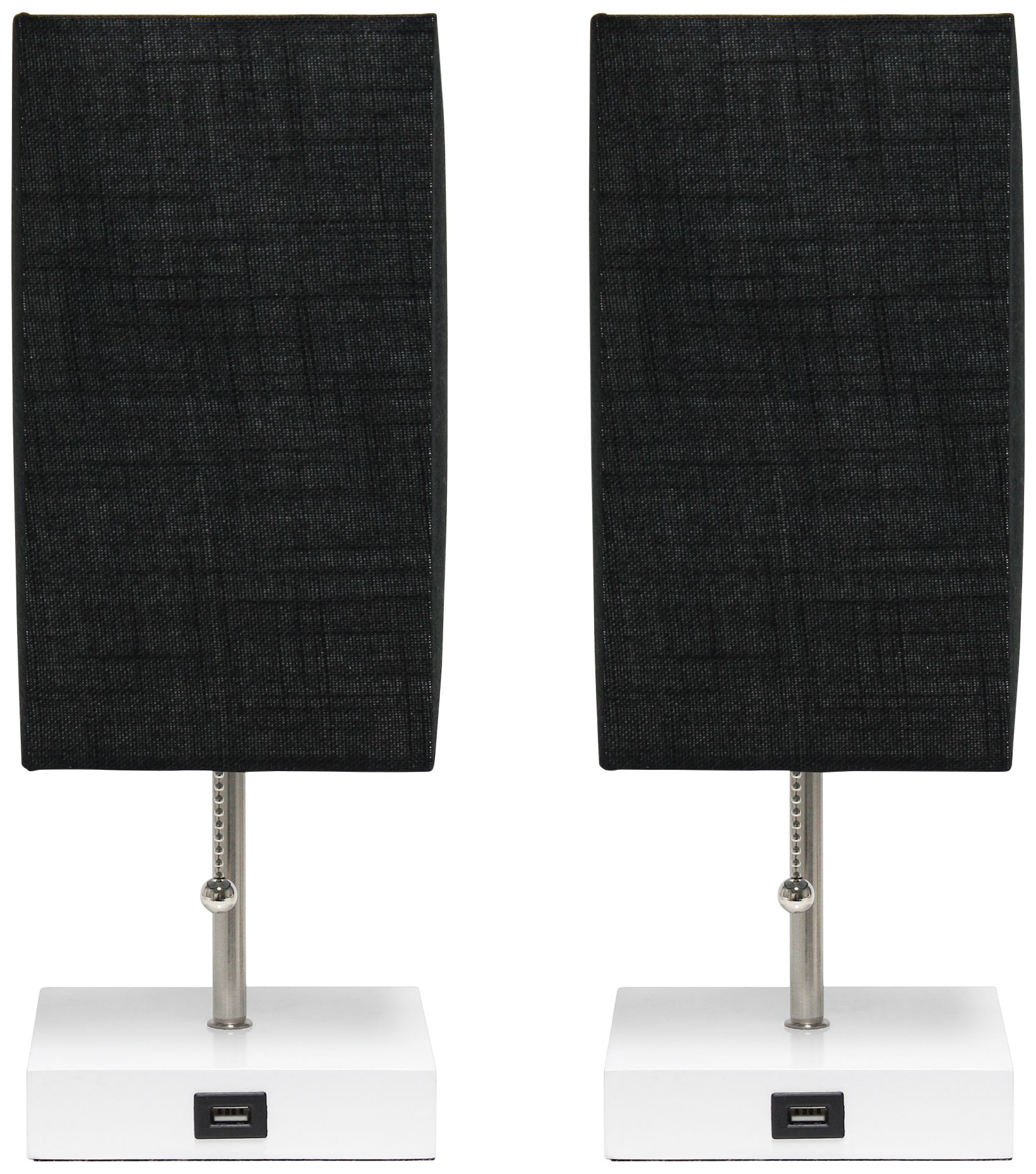 Simple Designs 14 1/4"H Stick White and Black USB Lamps Set of 2