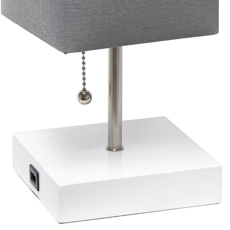 Image 4 Simple Designs 14 1/4"H Stick White and Gray USB Lamps Set of 2 more views