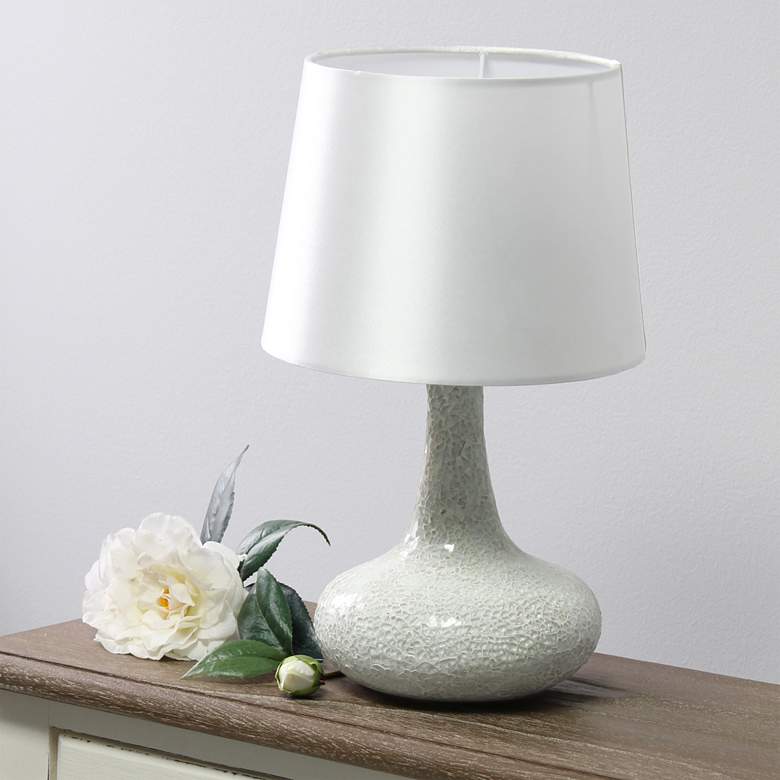 Image 1 Simple Designs 14 1/4"H White Mosaic Genie Accent Table Lamp