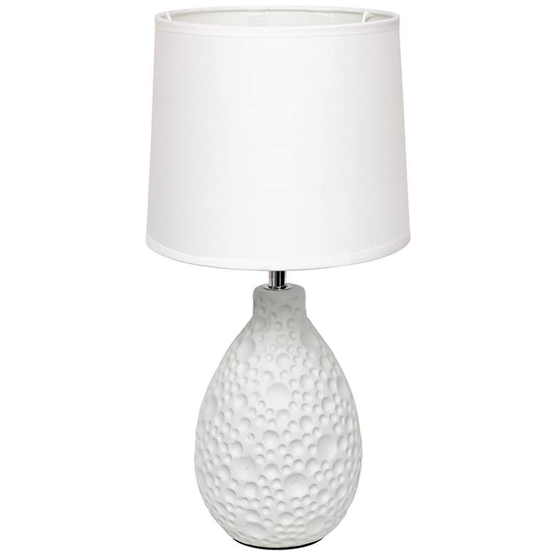 Image 2 Simple Designs 14 1/4"H White Stucco Ceramic Oval Accent Table Lamp