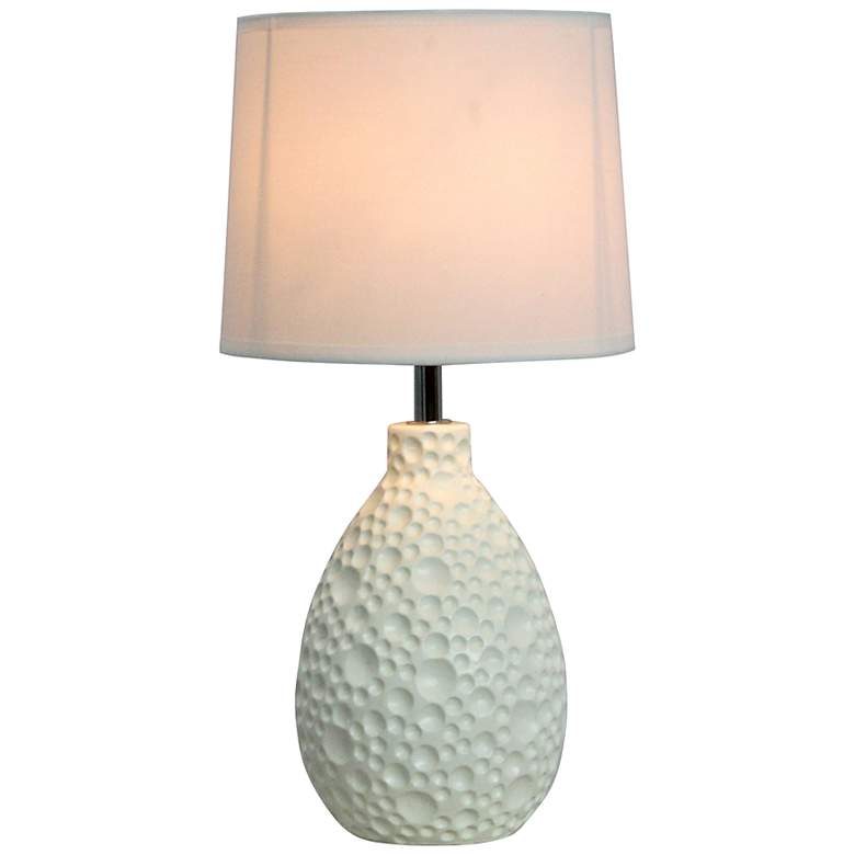 Image 4 Simple Designs 14 1/4 inchH White Stucco Ceramic Oval Accent Table Lamp more views
