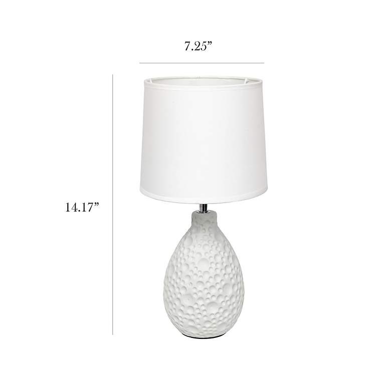 Image 6 Simple Designs 14 1/4 inchH White Stucco Ceramic Oval Accent Table Lamp more views