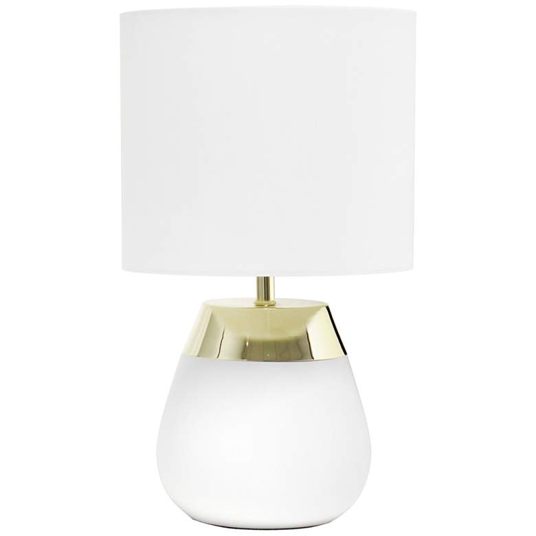 Image 2 Simple Designs 14" High White and Gold Touch Accent Table Lamp