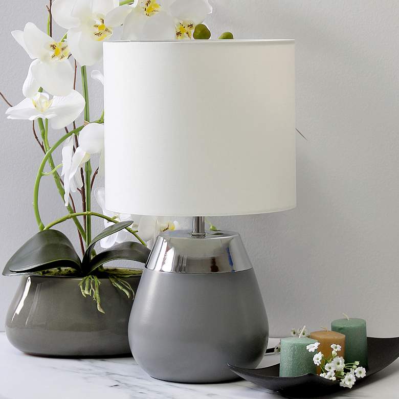 Image 1 Simple Designs 14"H Chrome and Gray Touch Accent Table Lamp