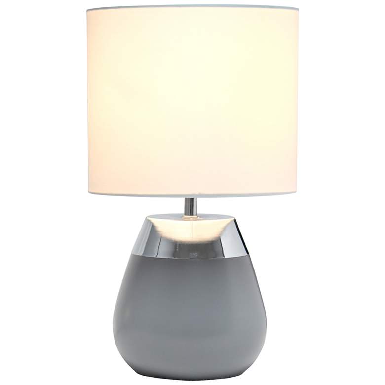 Image 7 Simple Designs 14 inchH Chrome and Gray Touch Accent Table Lamp more views