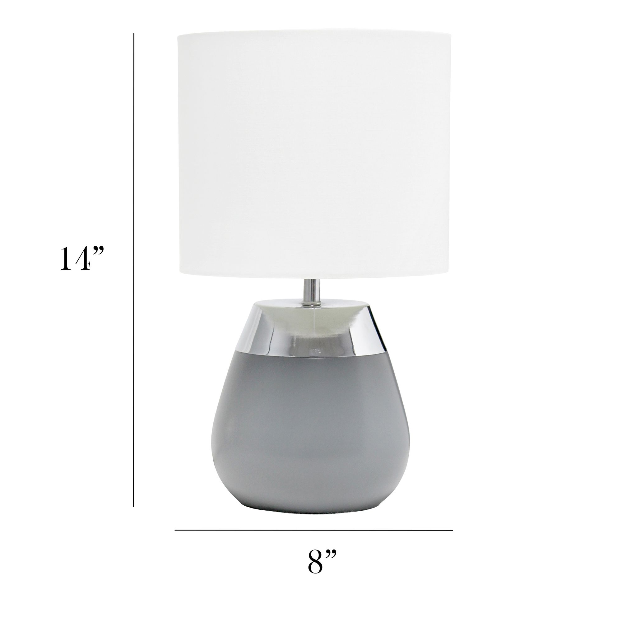 Simple Designs 14"H Chrome and Gray Touch Accent Table Lamp