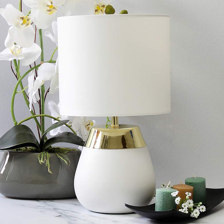 Image 1 Simple Designs 14"H White and Gold Touch Accent Table Lamp