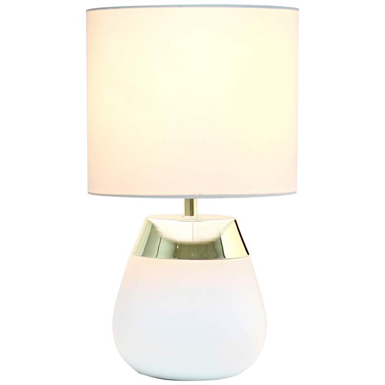 Image 7 Simple Designs 14 inchH White and Gold Touch Accent Table Lamp more views