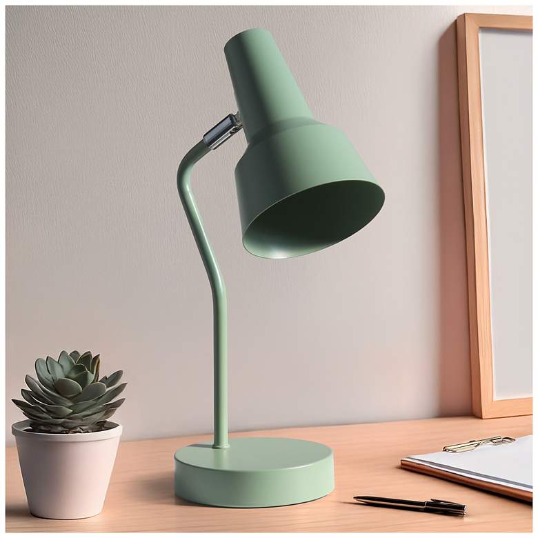 Image 1 Simple Designs 15.2" Metal Cone Shade Desk Lamp, Adj Shade, Sage Green