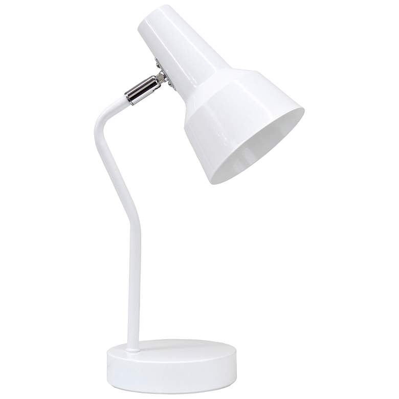 Image 3 Simple Designs 15.2" Metal Cone Shade Desk Lamp, Adjustable Shade, White more views