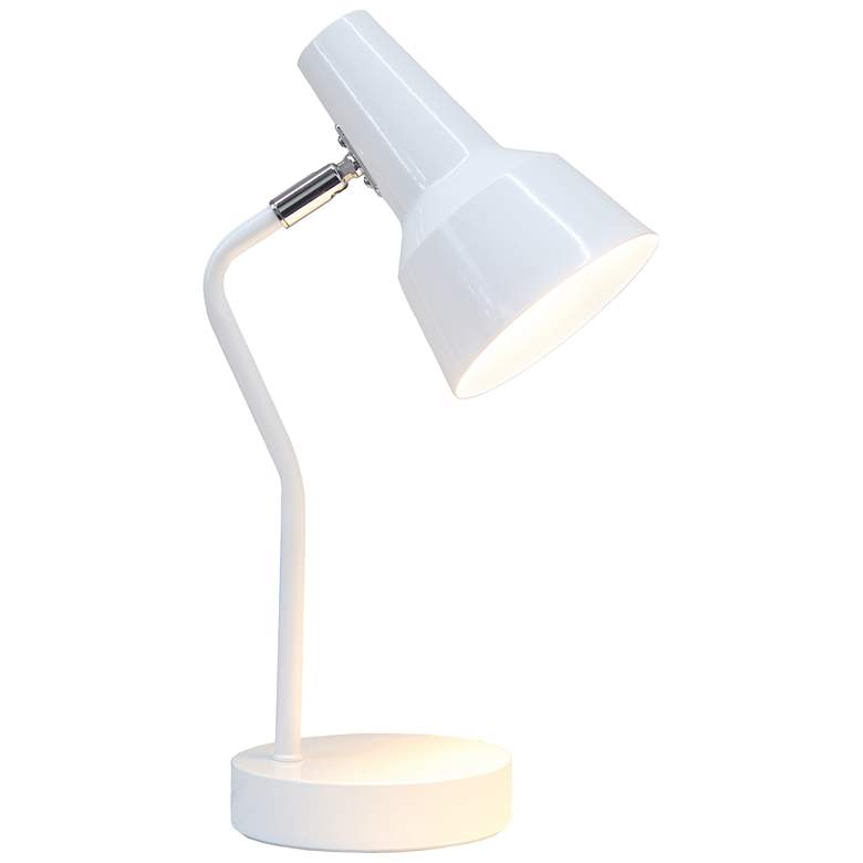 Image 4 Simple Designs 15.2" Metal Cone Shade Desk Lamp, Adjustable Shade, White more views