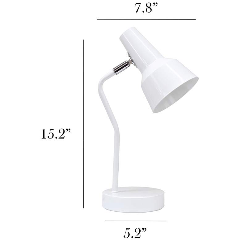 Image 5 Simple Designs 15.2" Metal Cone Shade Desk Lamp, Adjustable Shade, White more views