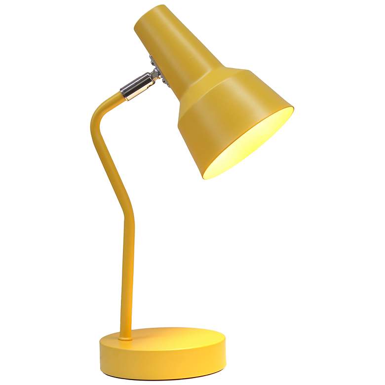 Image 4 Simple Designs 15.2" Metal Cone Shade Desk Lamp, Adjustable Shade, Yellow more views