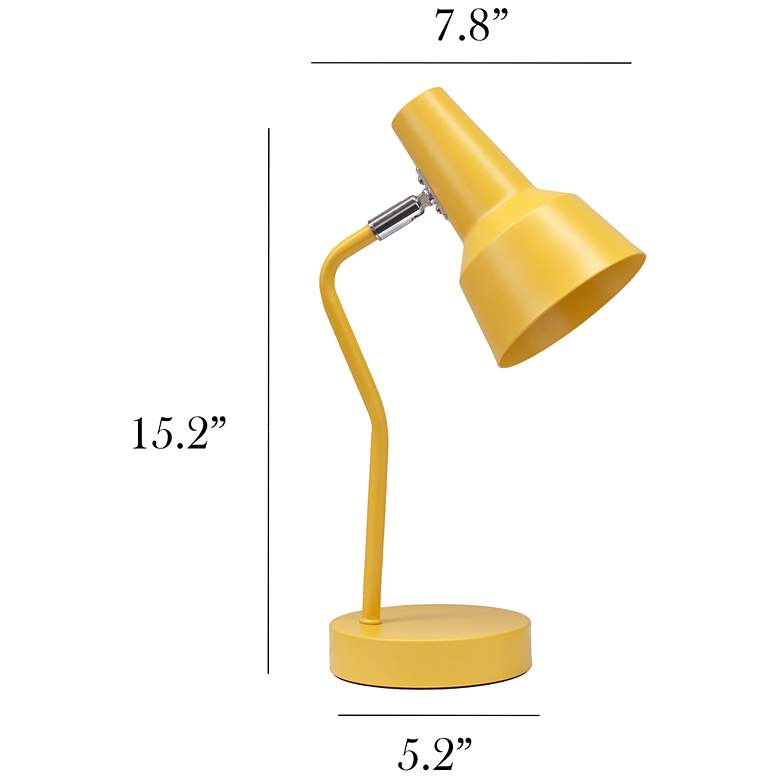 Image 5 Simple Designs 15.2" Metal Cone Shade Desk Lamp, Adjustable Shade, Yellow more views