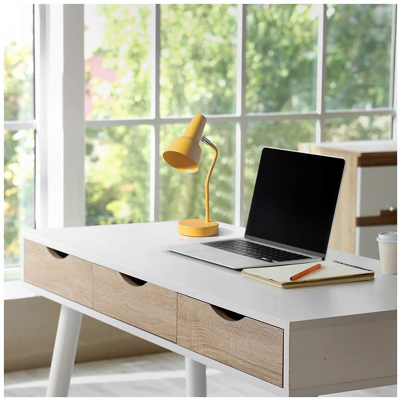 Image 6 Simple Designs 15.2" Metal Cone Shade Desk Lamp, Adjustable Shade, Yellow more views