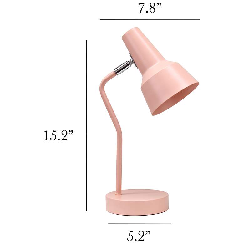 Image 5 Simple Designs 15.2" Sleek Metal Cone Shade Desk LP, Adj Shade, Blush Pink more views
