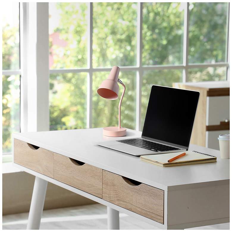 Image 6 Simple Designs 15.2" Sleek Metal Cone Shade Desk LP, Adj Shade, Blush Pink more views