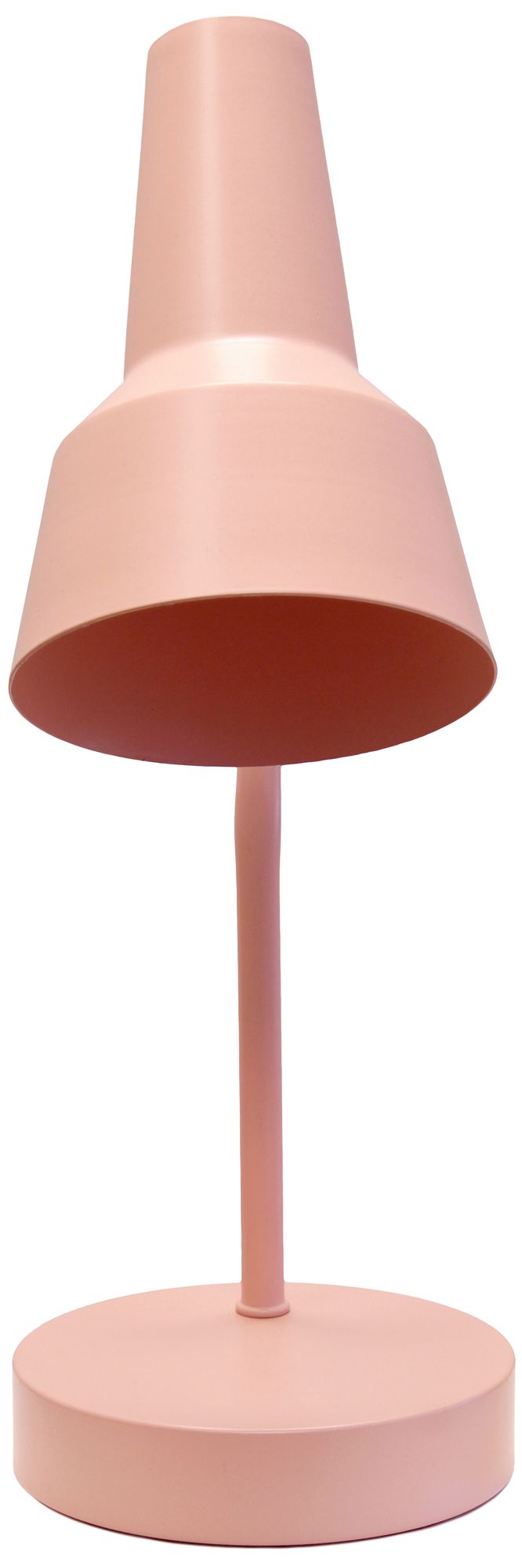 Simple Designs 15.2" Sleek Metal Cone Shade Desk LP, Adj Shade, Blush Pink