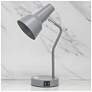 1_Simple Designs 15.2" Sleek Metal Desk Lamp, Adj Shade, Dual USB Ports, Gray