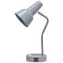 3_Simple Designs 15.2" Sleek Metal Desk Lamp, Adj Shade, Dual USB Ports, Gray more views